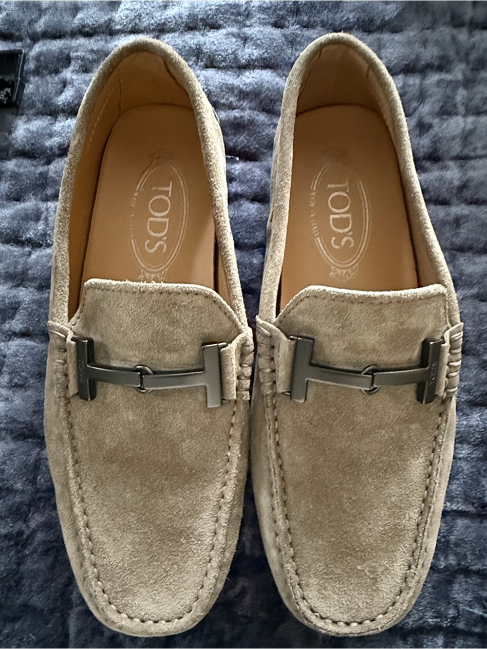 TOD'S Taupe Suede Bit Loafers for Men